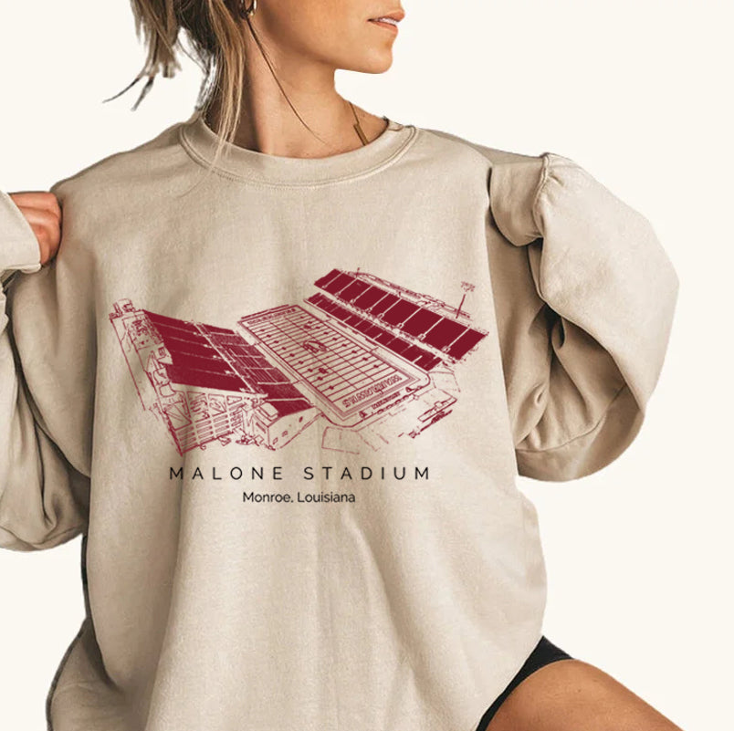 JPS Field at Malone Stadium University of Louisiana at Monroe Unisex Crewneck Sweatshirt