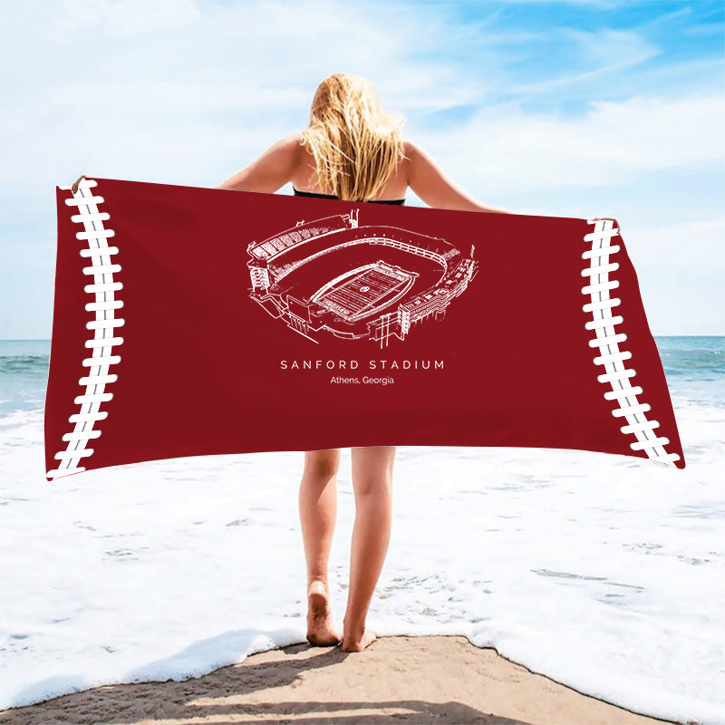 Sanford Stadium - Georgia Bulldogs football, College Football Beach Towel