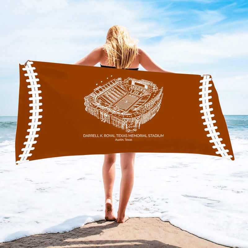 Darrell K Royal–Texas Memorial Stadium - Texas Longhorns football,College Football Beach Towel