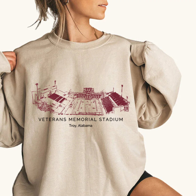 Troy University Veterans Memorial Stadium Unisex Crewneck Sweatshirt