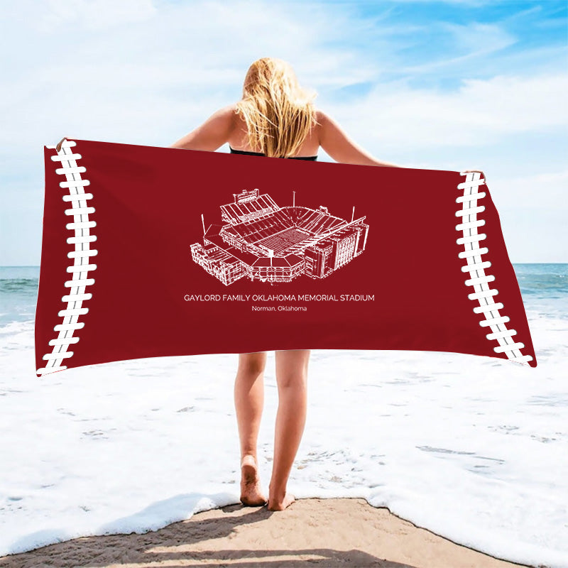 Gaylord Family Oklahoma Memorial Stadium - Oklahoma Sooners football, College Football Beach Towel