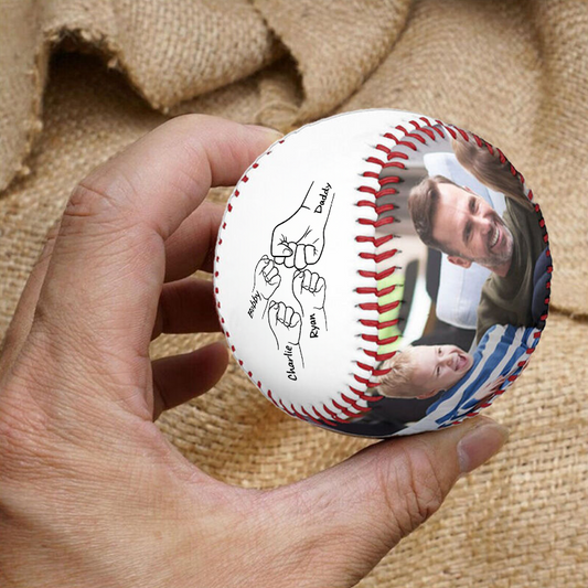 ⚾ Personalized Fist Bump Logo,Photo Baseball - Father's Day Baseball Gifts for Baseball Lovers