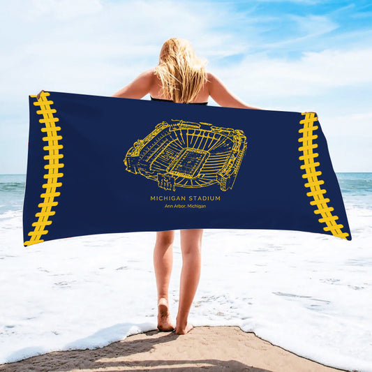 Michigan Stadium - Michigan Wolverines football, College Football Beach Towel