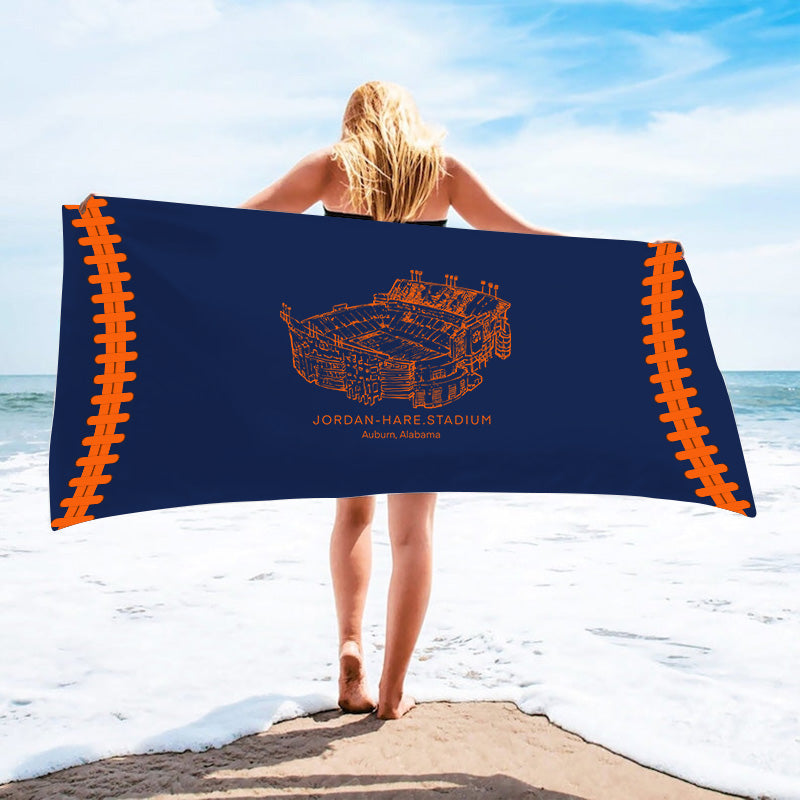 Jordan-Hare Stadium - Auburn Tigers football,College Football Beach Towel