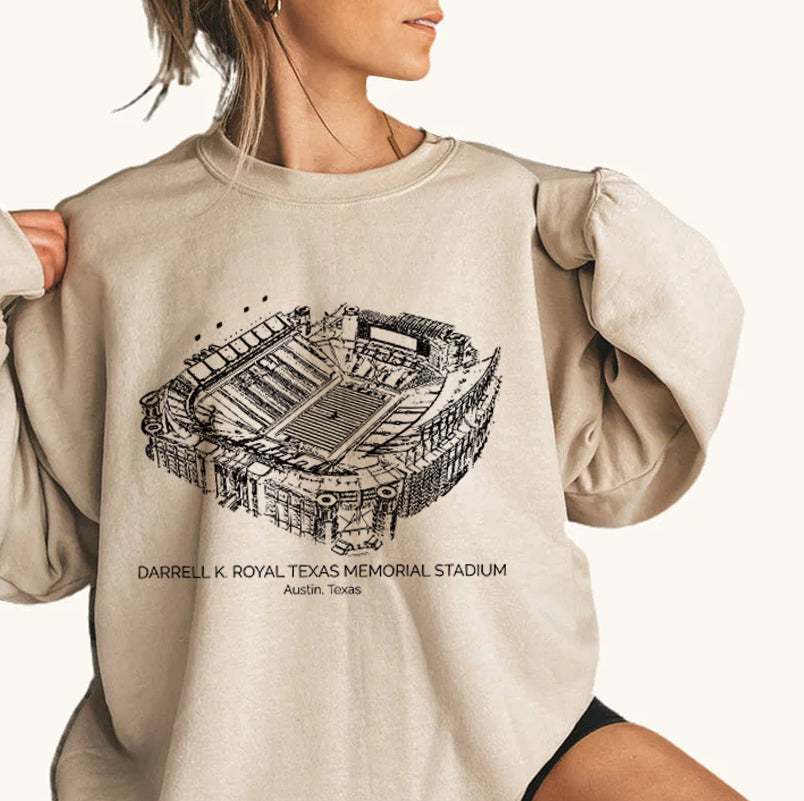 Darrell K. Royal Texas Memorial Stadium University of Texas at Austin Unisex Crewneck Sweatshirt