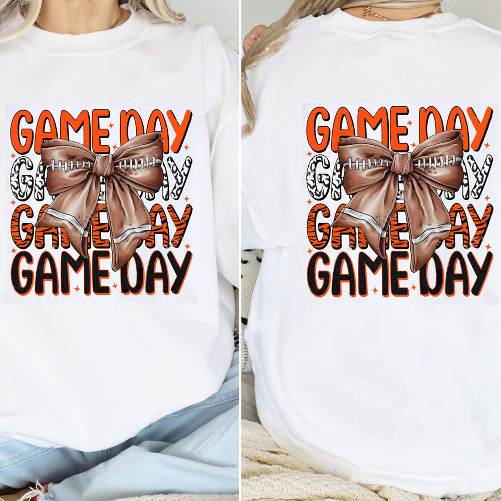 Cincinnati Bengals Game Day Football Bow-Knot Sweatshirt