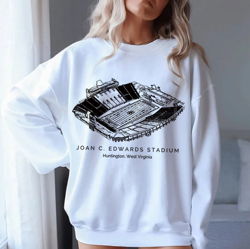 Joan C. Edwards Stadium Sketch Marshall University Unisex Crewneck Sweatshirt