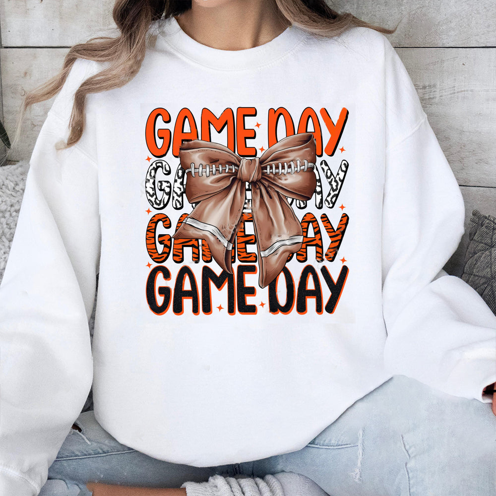 Cincinnati Bengals Game Day Football Bow-Knot Sweatshirt