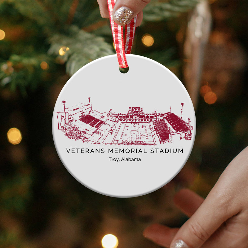 Veterans Memorial Stadium - Troy Trojans football,College Football Ceramic Christmas Ornament