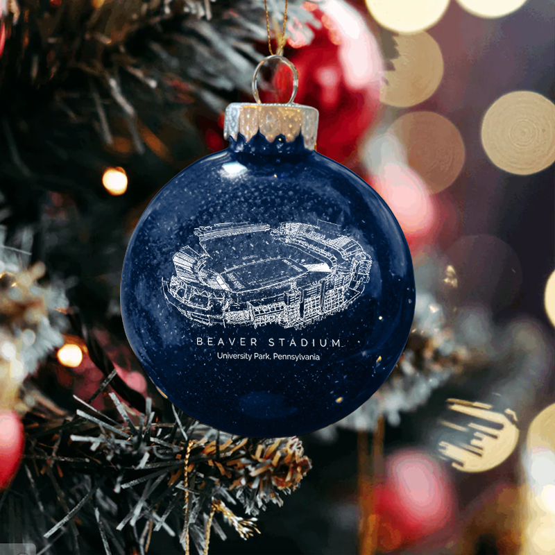 Personalized Beaver Stadium - Penn State Nittany Lions football Christmas Glitter Ornament Ball, Xmas Football Stadium Ball