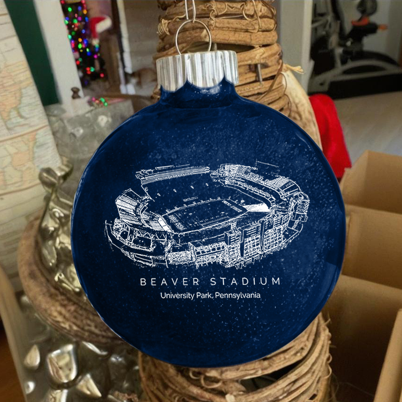 Personalized Beaver Stadium - Penn State Nittany Lions football Christmas Glitter Ornament Ball, Xmas Football Stadium Ball