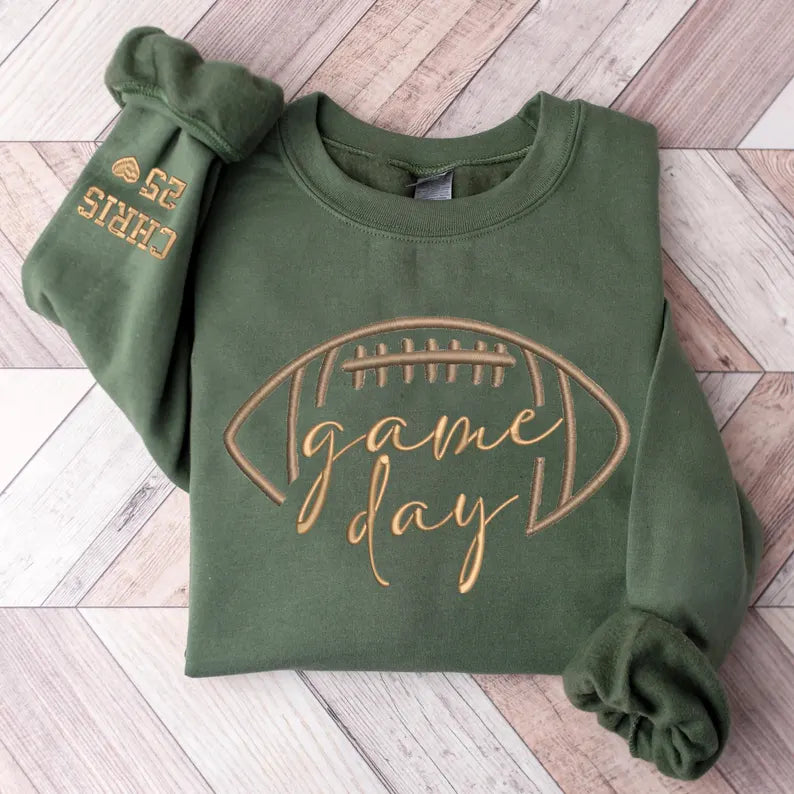 Embroidered Game Day Shirt, Tis The Season Shirt, Embroidered Fall Shirt, Touchdown Football Soccer Volleyball basketball Shirt Sweatshirt