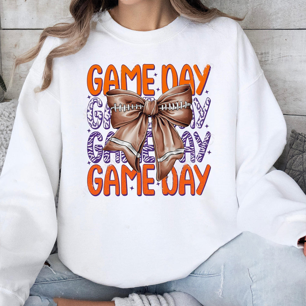 Clemson Tigers Football Game Day Football Bow-Knot Sweatshirt