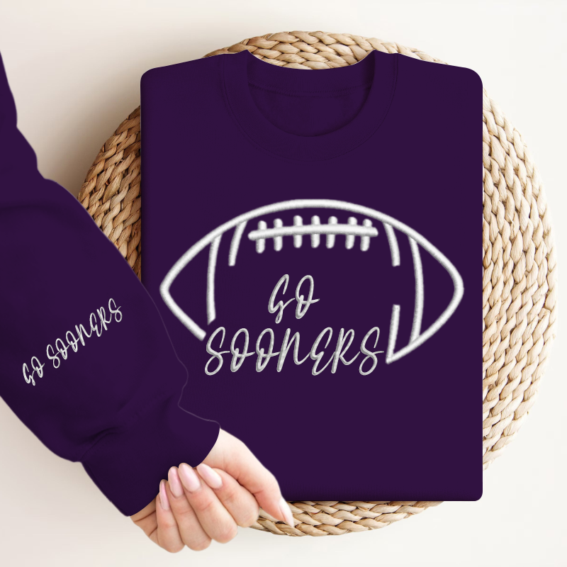 Embroidered GO SOONERS Game Day Shirt, Tis The Season Shirt, Embroidered Fall Shirt, Touchdown Football Shirt Sweatshirt