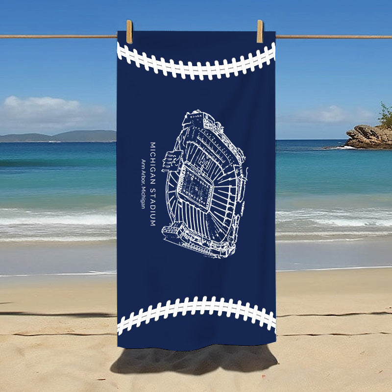 Michigan Stadium - Michigan Wolverines football, College Football Beach Towel