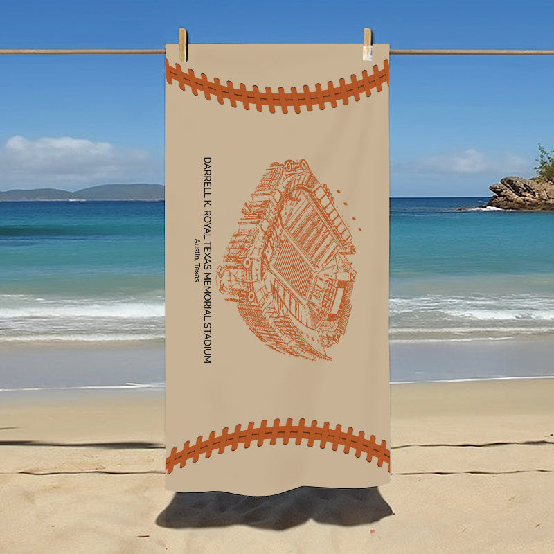 Darrell K Royal–Texas Memorial Stadium - Texas Longhorns football,College Football Beach Towel