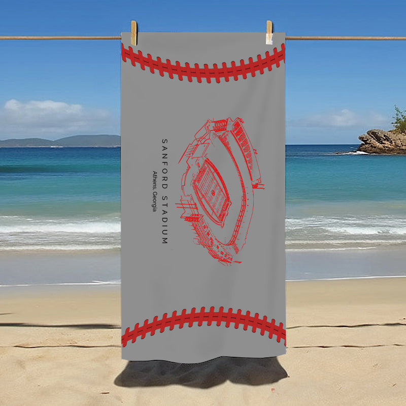 Sanford Stadium - Georgia Bulldogs football, College Football Beach Towel