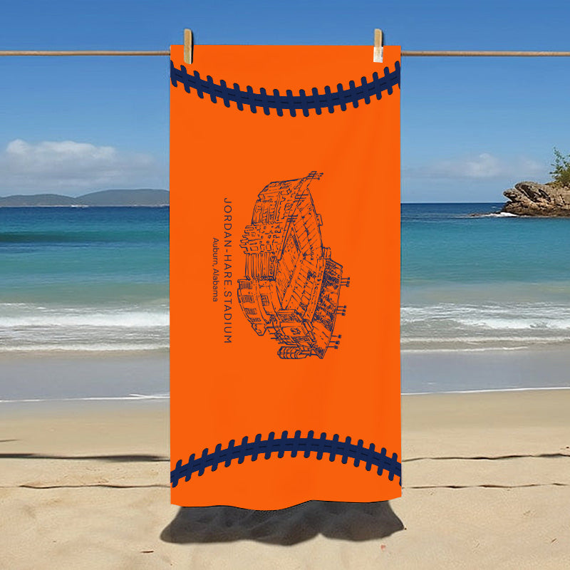 Jordan-Hare Stadium - Auburn Tigers football,College Football Beach Towel