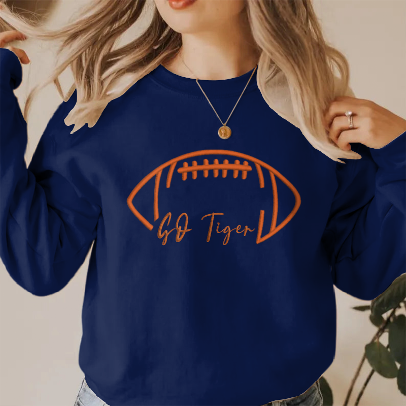 Embroidered GO Tiger Game Day Shirt, Tis The Season Shirt, Embroidered Fall Shirt, Touchdown Football Shirt Sweatshirt