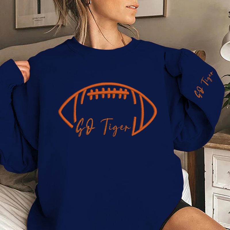 Embroidered GO Tiger Game Day Shirt, Tis The Season Shirt, Embroidered Fall Shirt, Touchdown Football Shirt Sweatshirt