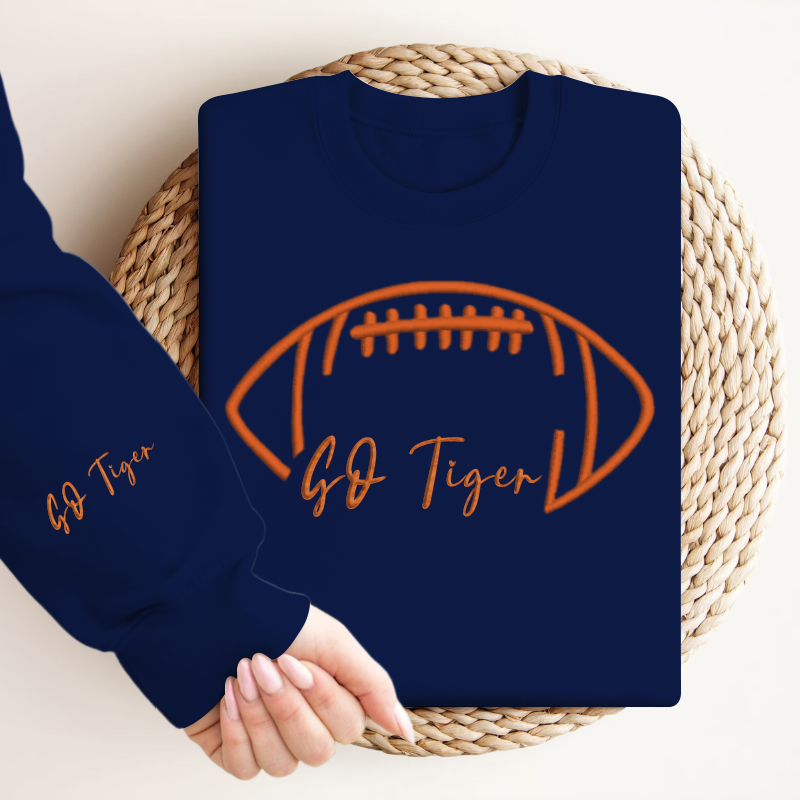 Embroidered GO Tiger Game Day Shirt, Tis The Season Shirt, Embroidered Fall Shirt, Touchdown Football Shirt Sweatshirt