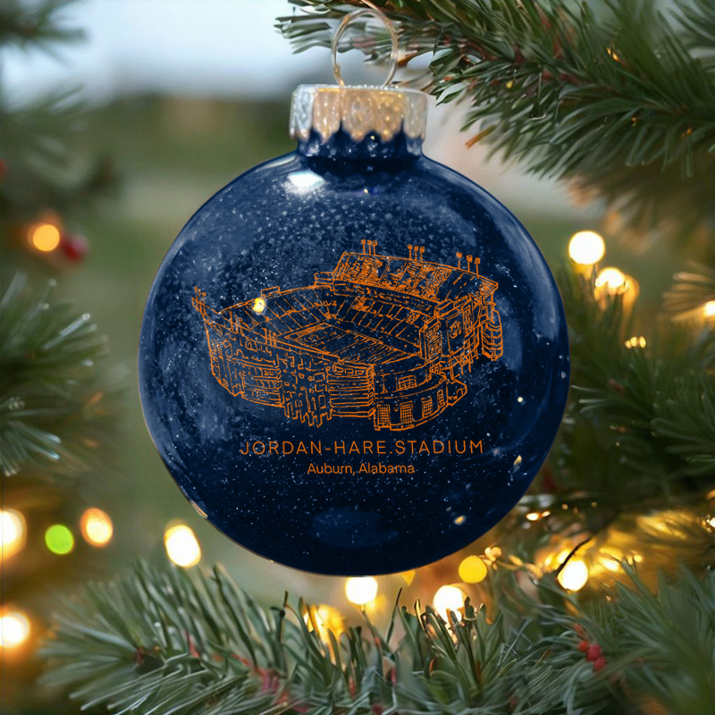 Personalized Jordan-Hare Stadium - Auburn Tigers football Christmas Glitter Ornament Ball, Xmas Football Stadium Ball