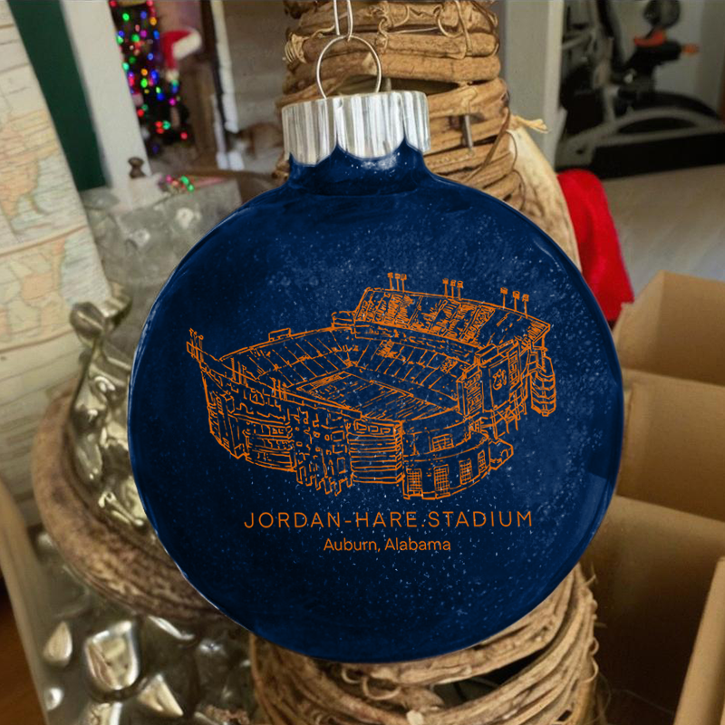 Personalized Jordan-Hare Stadium - Auburn Tigers football Christmas Glitter Ornament Ball, Xmas Football Stadium Ball