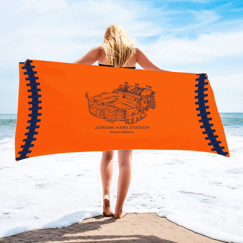 Jordan-Hare Stadium - Auburn Tigers football,College Football Beach Towel