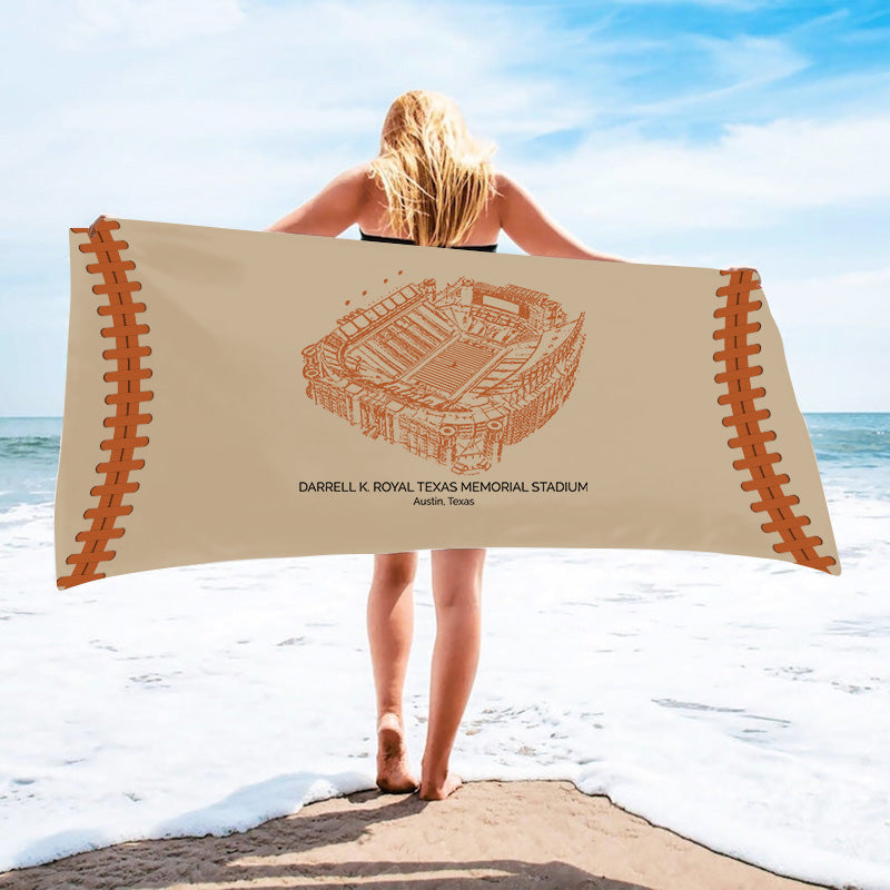 Darrell K Royal–Texas Memorial Stadium - Texas Longhorns football,College Football Beach Towel