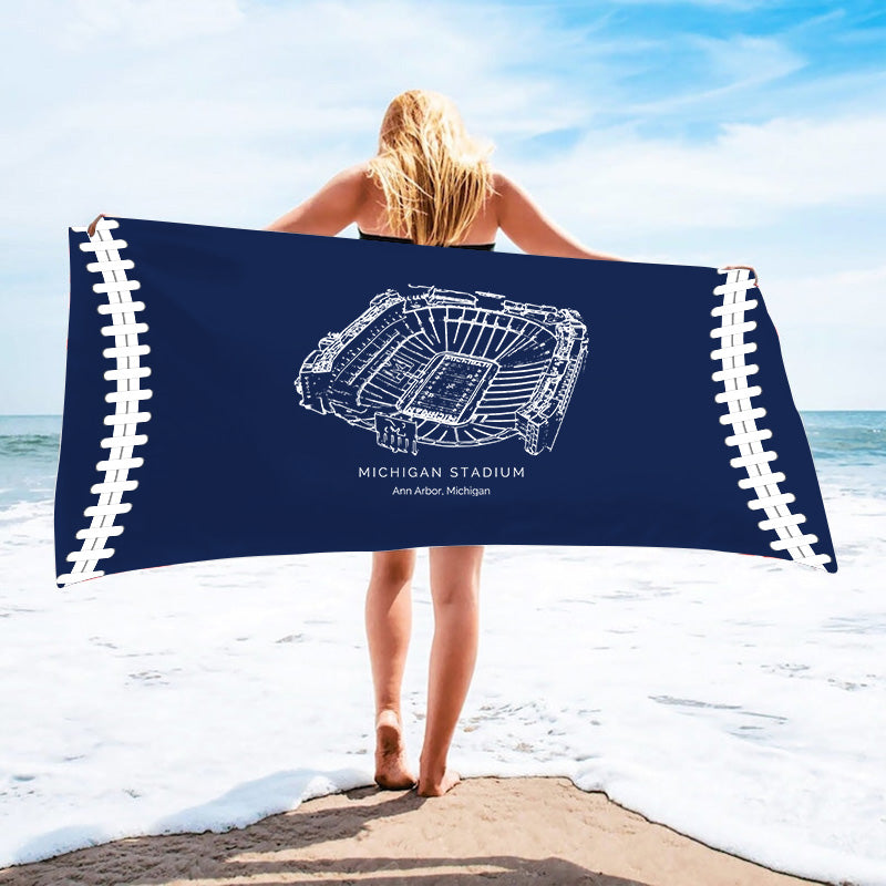 Michigan Stadium - Michigan Wolverines football, College Football Beach Towel