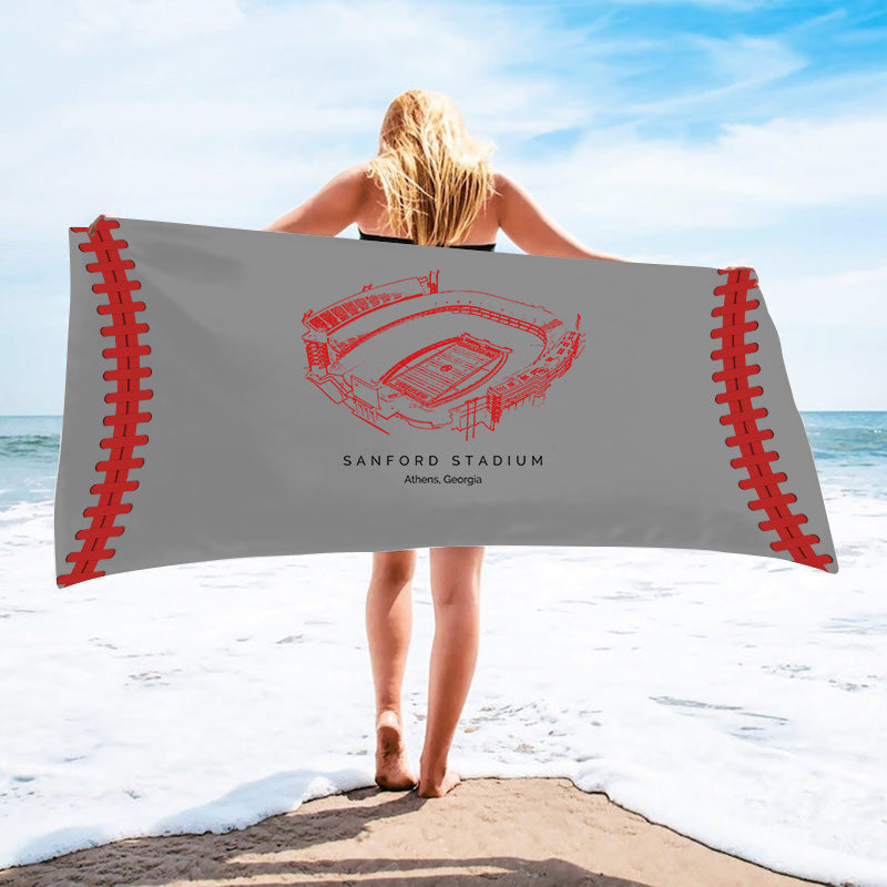 Sanford Stadium - Georgia Bulldogs football, College Football Beach Towel