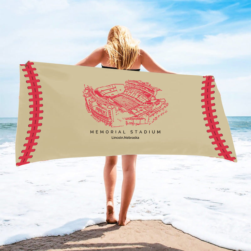 Memorial Stadium (Lincoln) - Nebraska Cornhuskers football, College Football Beach Towel