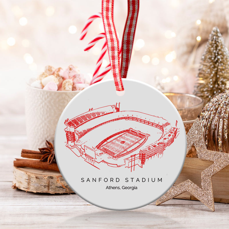 Sanford Stadium - Georgia Bulldogs football, College Football Ceramic Christmas Ornament