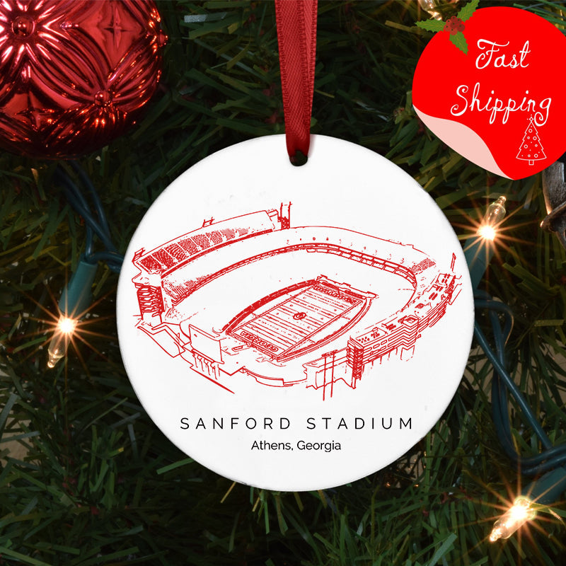 Sanford Stadium - Georgia Bulldogs football, College Football Ceramic Christmas Ornament