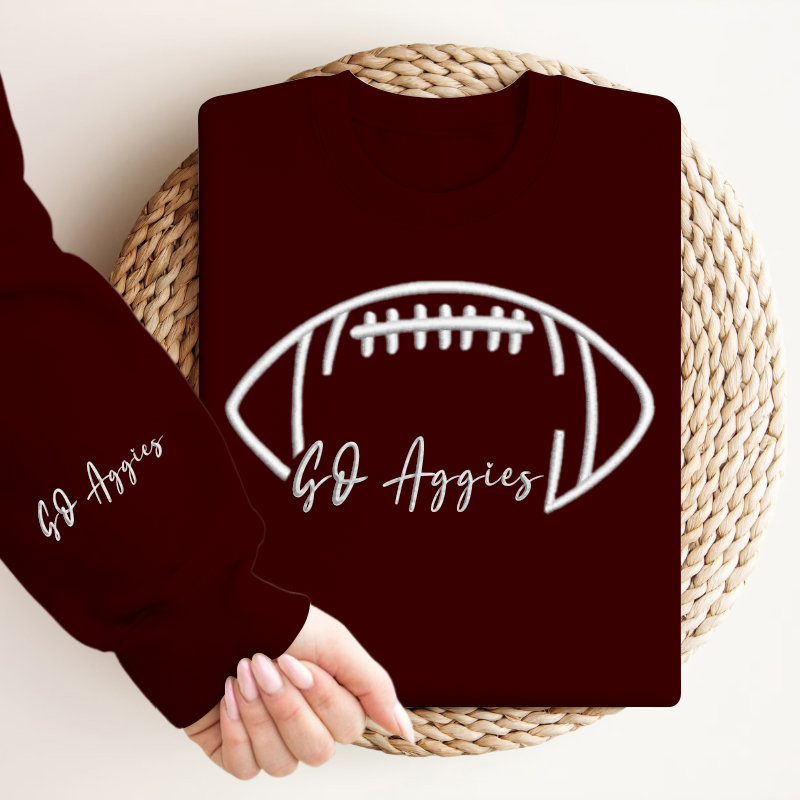 Embroidered GO Aggies Game Day Shirt, Tis The Season Shirt, Embroidered Fall Shirt, Touchdown Football Shirt Sweatshirt