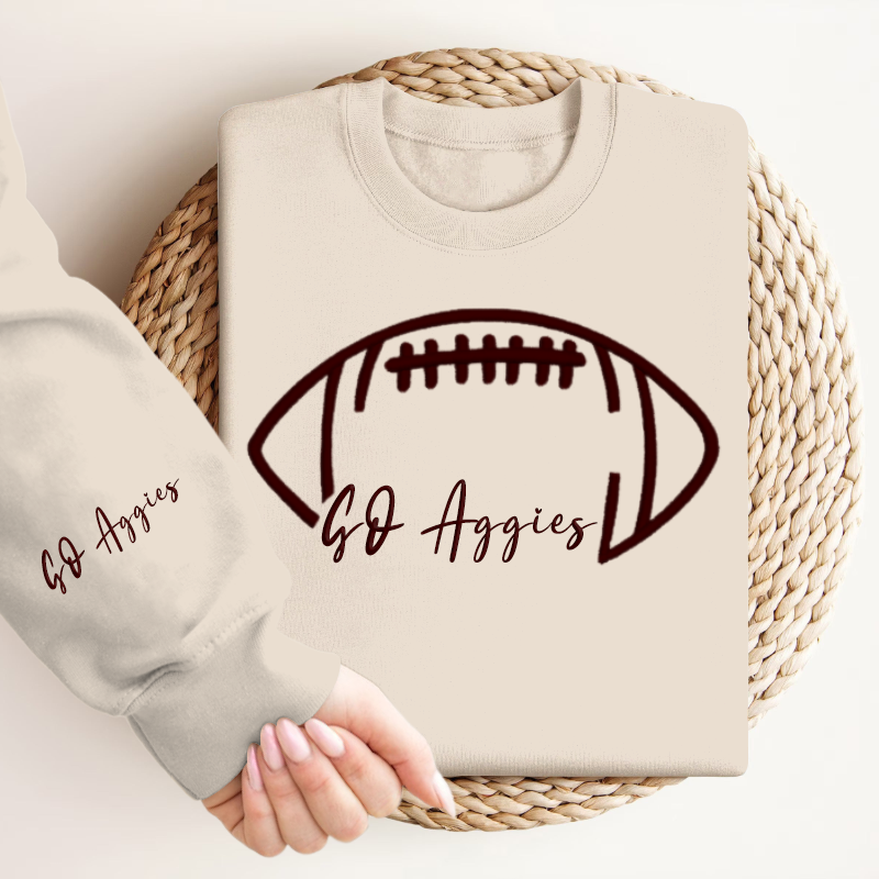 Embroidered GO Aggies Game Day Shirt, Tis The Season Shirt, Embroidered Fall Shirt, Touchdown Football Shirt Sweatshirt