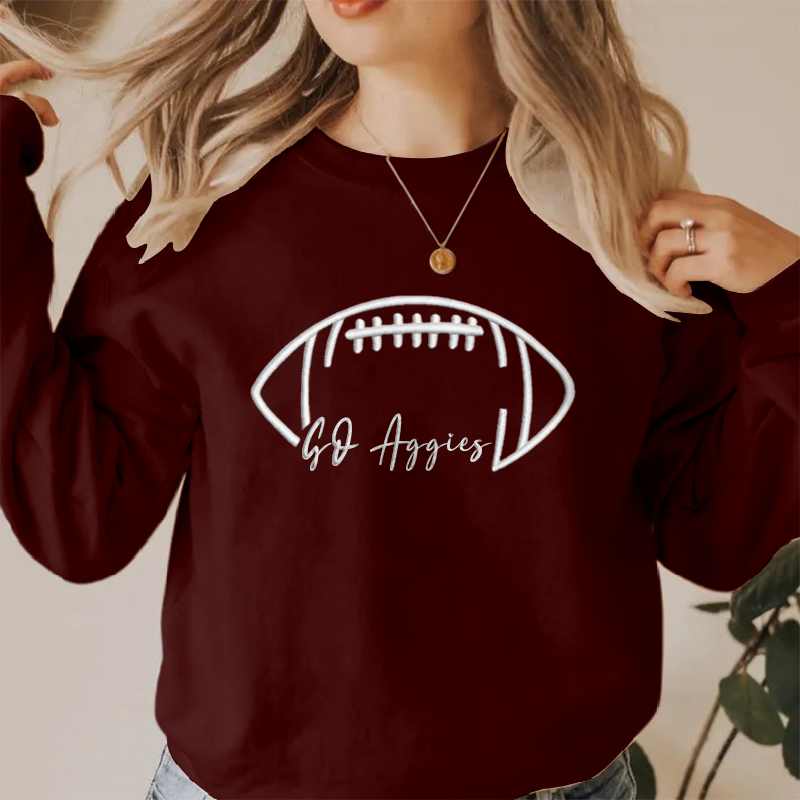 Embroidered GO Aggies Game Day Shirt, Tis The Season Shirt, Embroidered Fall Shirt, Touchdown Football Shirt Sweatshirt