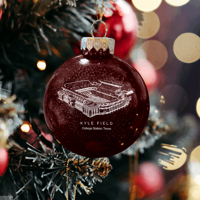 Personalized Kyle Field - Texas A&M Aggies football Christmas Glitter Ornament Ball, Xmas Football Stadium Ball