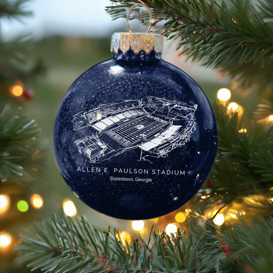 Personalized Allen E. Paulson Stadium - Georgia Southern Eagles football Christmas Glitter Ornament Ball, Xmas Football Stadium Ball