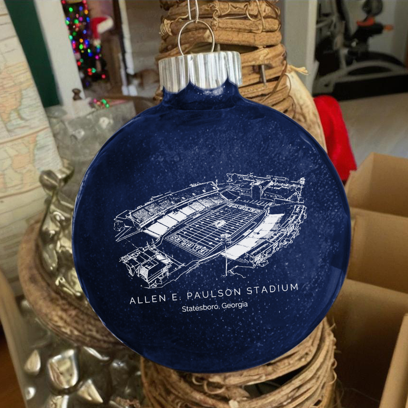 Personalized Allen E. Paulson Stadium - Georgia Southern Eagles football Christmas Glitter Ornament Ball, Xmas Football Stadium Ball