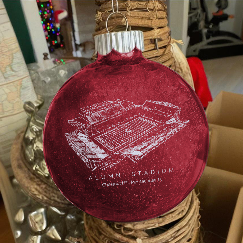 Personalized Alumni Stadium - Boston College Eagles football Christmas Glitter Ornament Ball, Xmas Football Stadium Ball