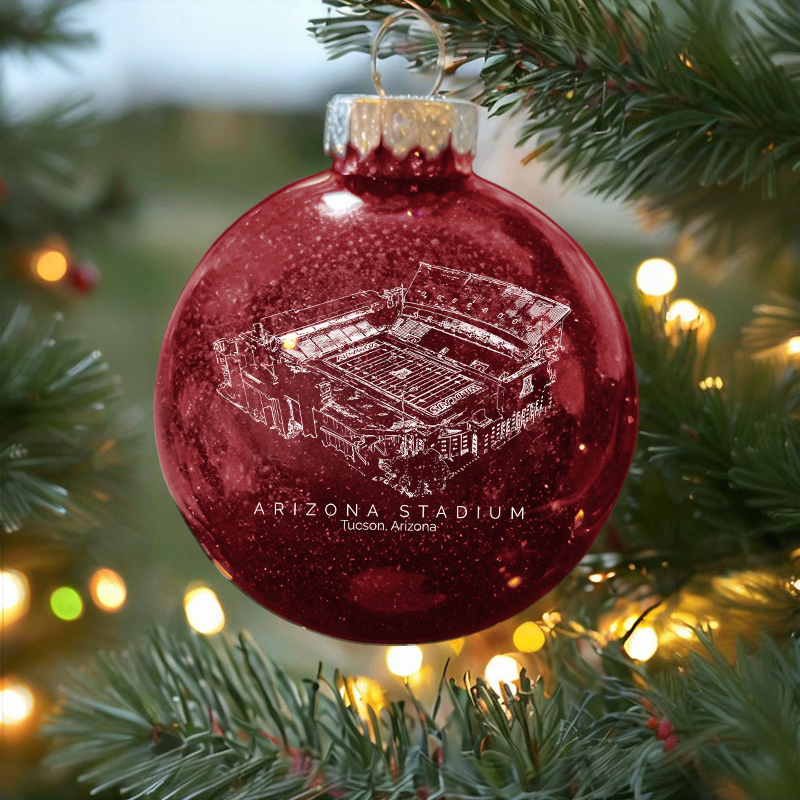 Personalized Arizona Stadium - Arizona Wildcats football Christmas Glitter Ornament Ball, Xmas Football Stadium Ball