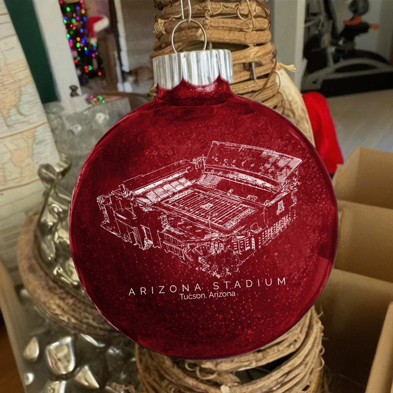 Personalized Arizona Stadium - Arizona Wildcats football Christmas Glitter Ornament Ball, Xmas Football Stadium Ball