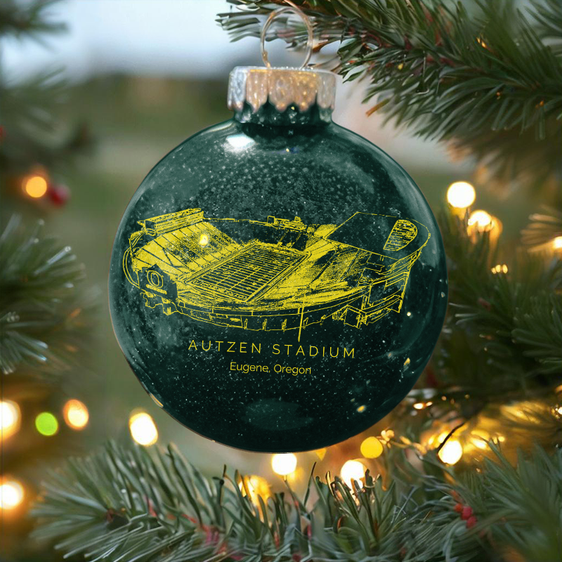 Personalized Autzen Stadium - Oregon Ducks football Christmas Glitter Ornament Ball, Xmas Football Stadium Ball