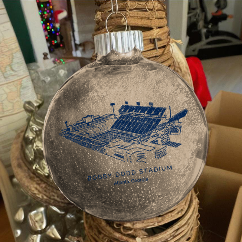 Personalized Bobby Dodd Stadium - Georgia Tech Yellow Jackets football Christmas Glitter Ornament Ball, Xmas Football Stadium Ball