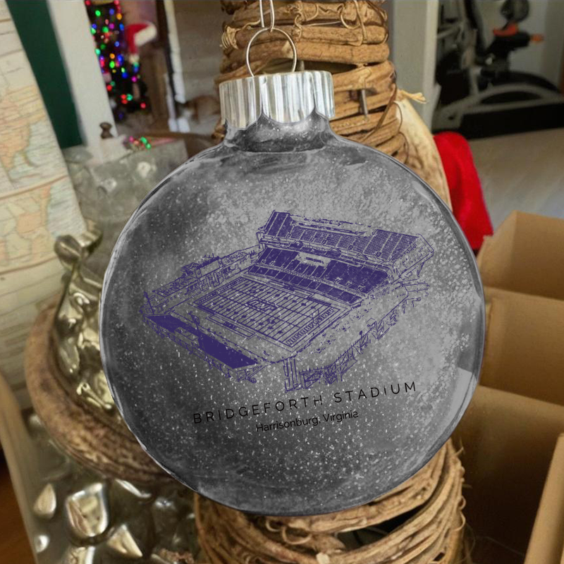 Personalized Bridgeforth Stadium - James Madison Dukes football Christmas Glitter Ornament Ball, Xmas Football Stadium Ball