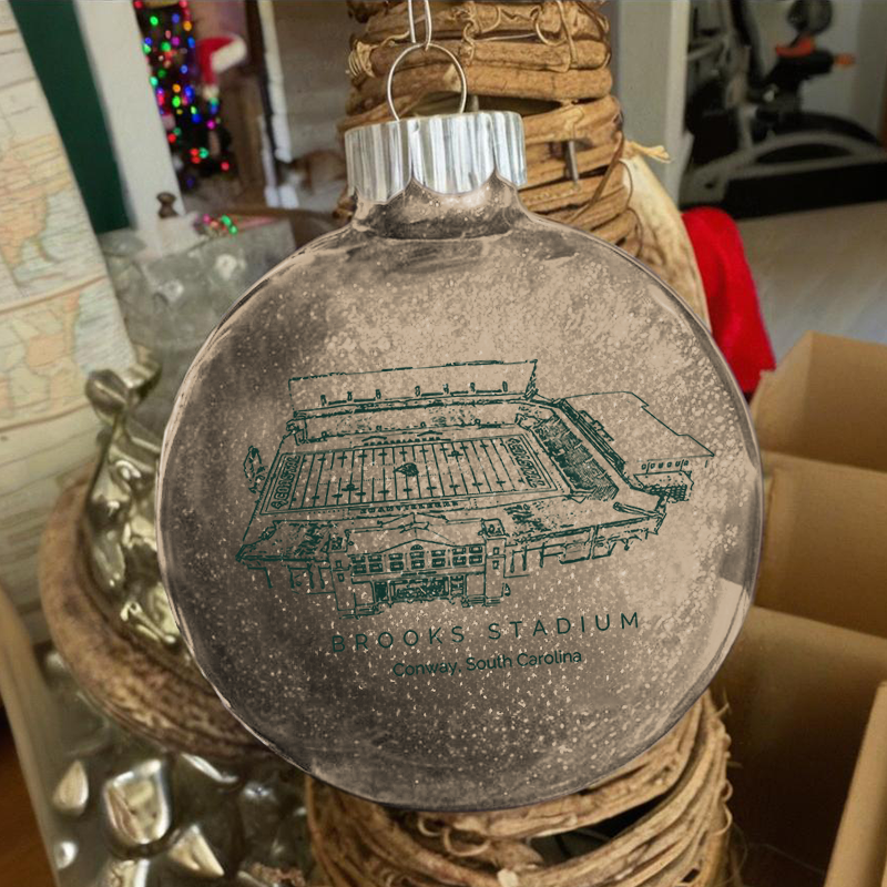 Personalized Brooks Stadium - Coastal Carolina Chanticleers football Christmas Glitter Ornament Ball, Xmas Football Stadium Ball