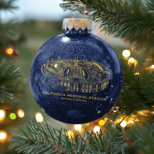 Personalized California Memorial Stadium- California Golden Bears football Christmas Glitter Ornament Ball, Xmas Football Stadium Ball