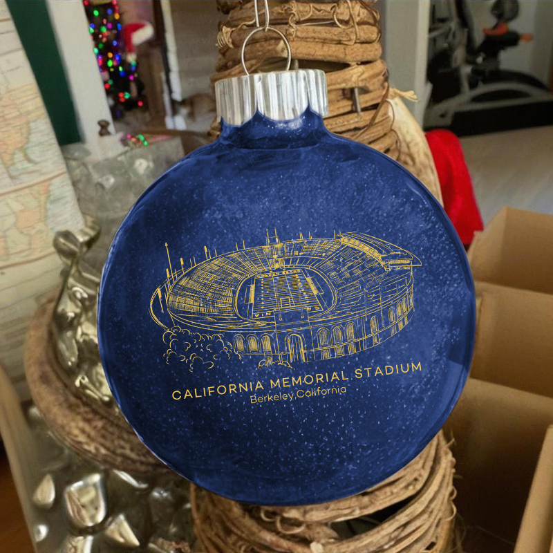 Personalized California Memorial Stadium- California Golden Bears football Christmas Glitter Ornament Ball, Xmas Football Stadium Ball