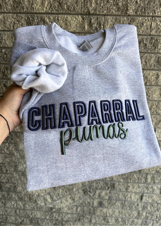 Custom Chaparral pumas PUFF Embroidery Sweatshirt,Puff Embroidery,College Team Sweatshirt